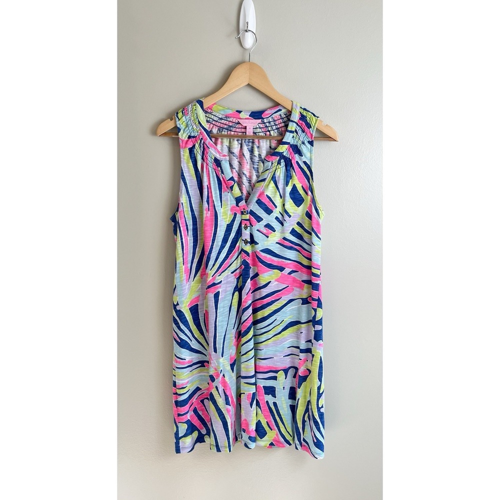 Lilly Pulitzer Eddie Dress Cotton Modal Button Front Resort Coastal Beach Sz M - Picture 1 of 8